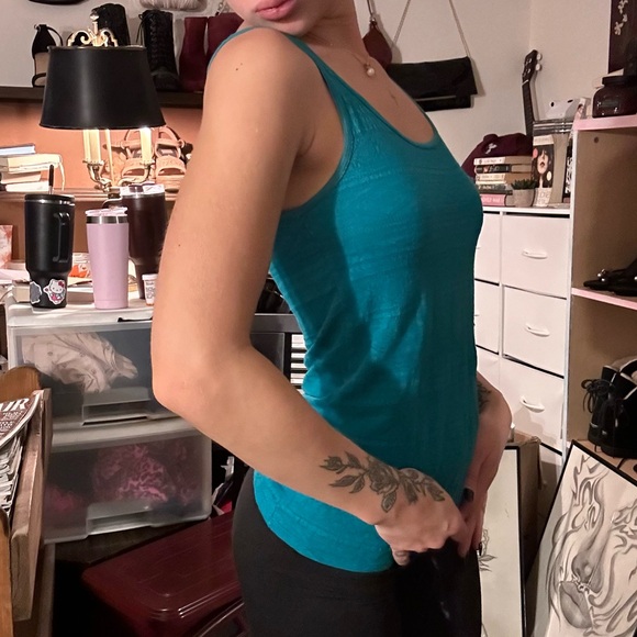 teal patterned full length tank top - Picture 2 of 6